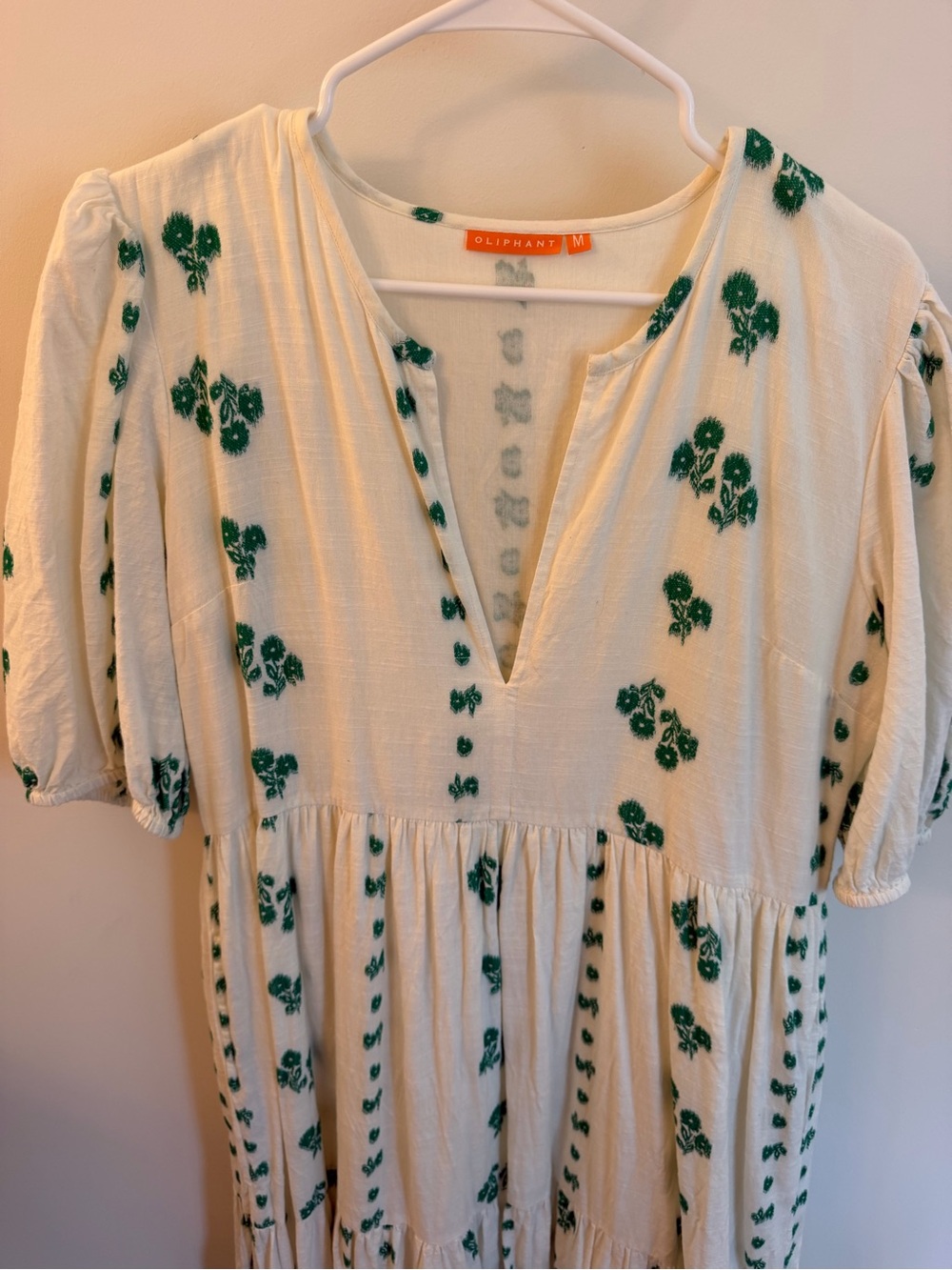 Oliphant White Maxi Dress with Green Floral Print - Picture 4 of 5